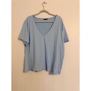 SHEIN Curve Light Blue V Neck T Shirt Top Plus Size 4XL